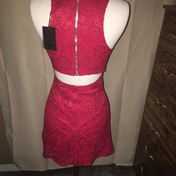 NBD Red Lace Cut Out Dress - Picture 3 of 5